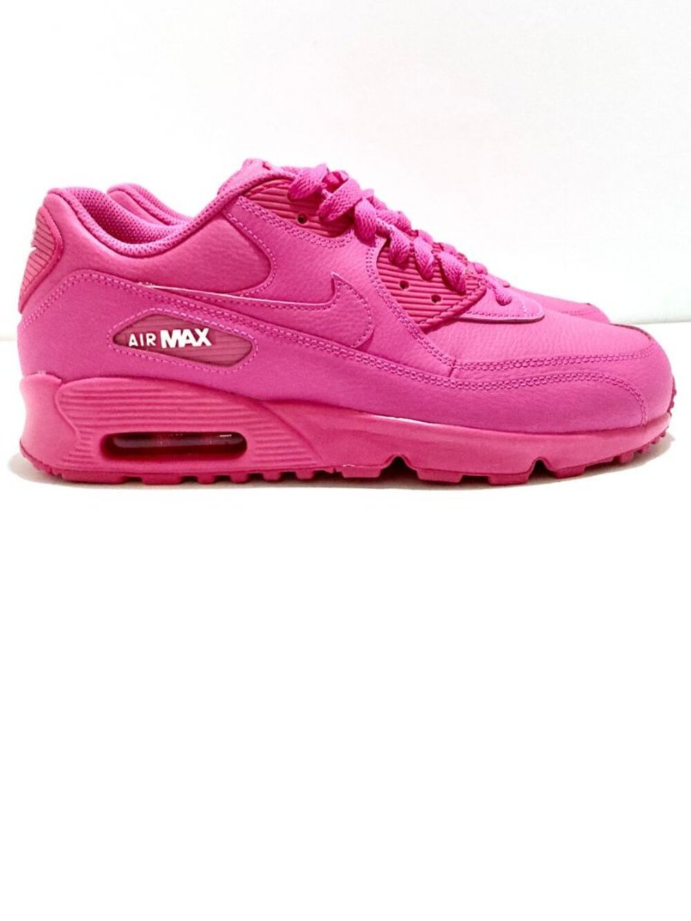 NIKE Air Max 90 LTR (GS) Laser Fuchsia Pink Sneakers New Sz: Youth 7/ Womens 8.5